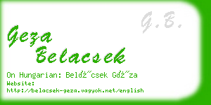 geza belacsek business card